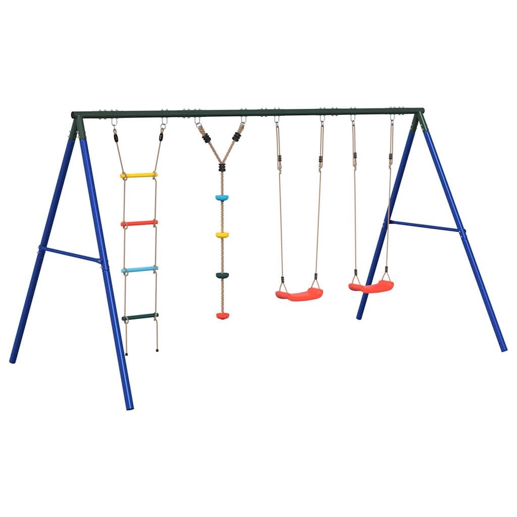Juego de exterior con columpios escalera y columpio de disco
