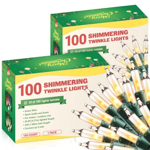 Random Twinkling Christmas Lights, Connect up to 5 Set, Waterproof, White