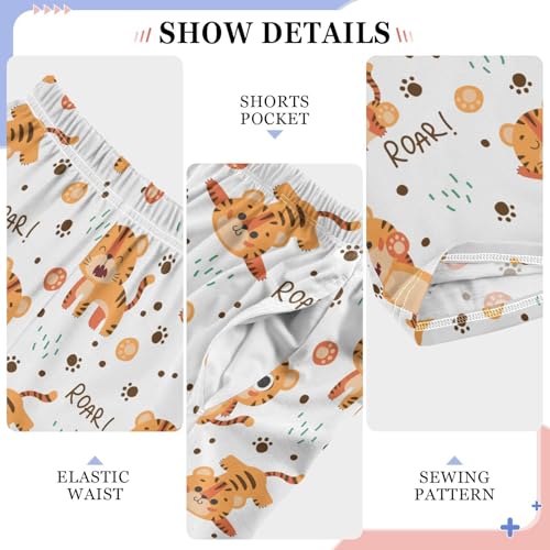 Tiger Roar Footprint Boys Long Pants Soft Trousers Elastic Waist Kids Lounge Bottoms with Pockets S-XL4