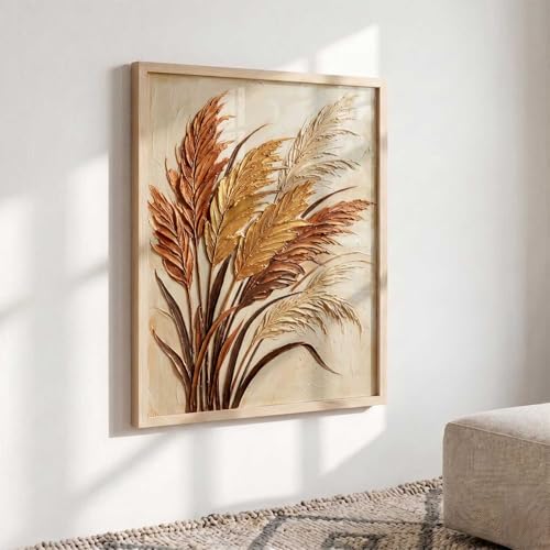 Image of kotart Abstract Floral Art WALL Framed Painting | Big Aesthetic Flowers leaves WALL Framed Paintings for Living Room Bedroom Wall Decor (19x25 inch)