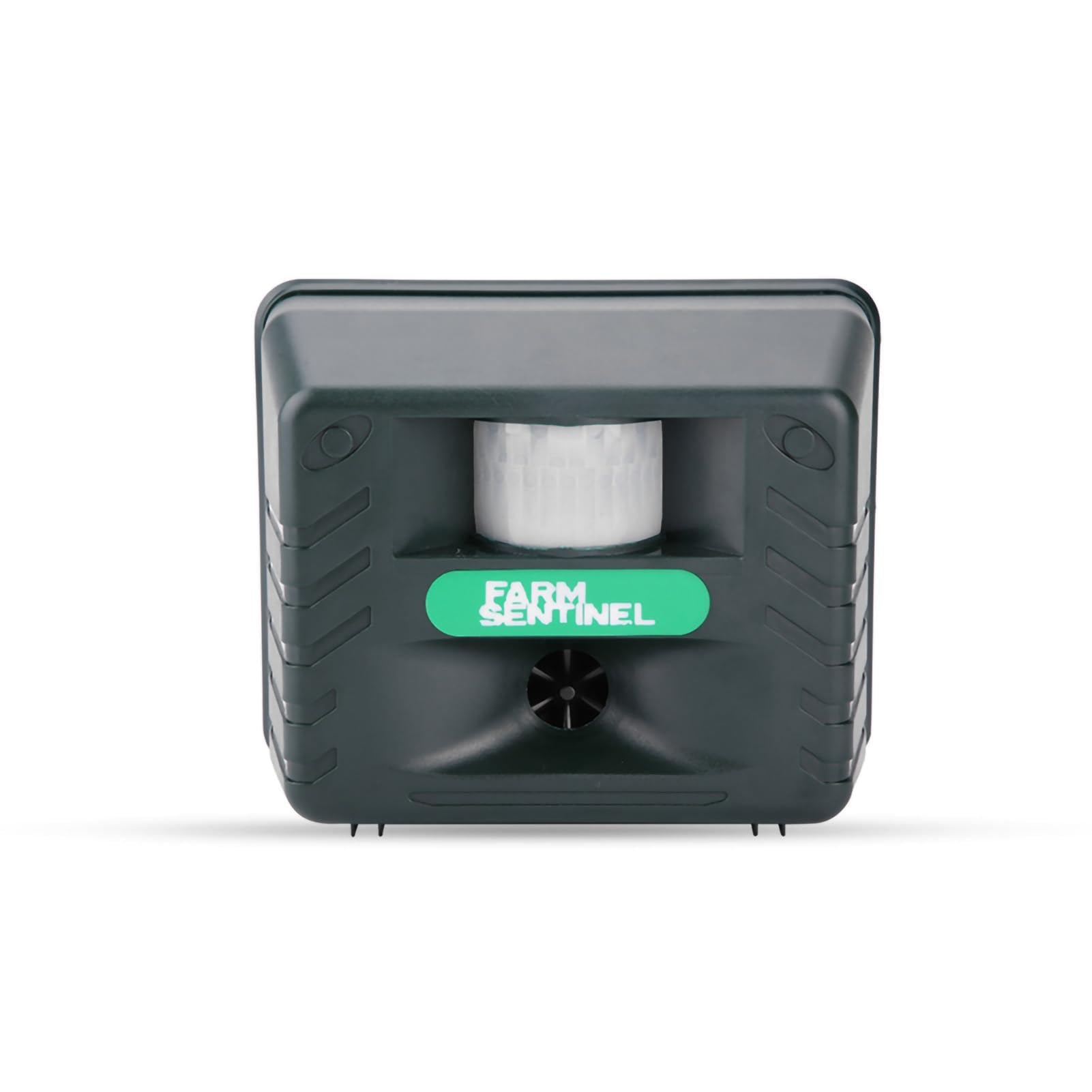 Repelente Ultrasónico de Animales y Plagas, Dispositivo Electrónico con 4 Sonidos de Alarma, Sensor de Movimiento y Luz Estroboscópica para Exteriores, Jardín, Patio, (Enchufe Europeo)
