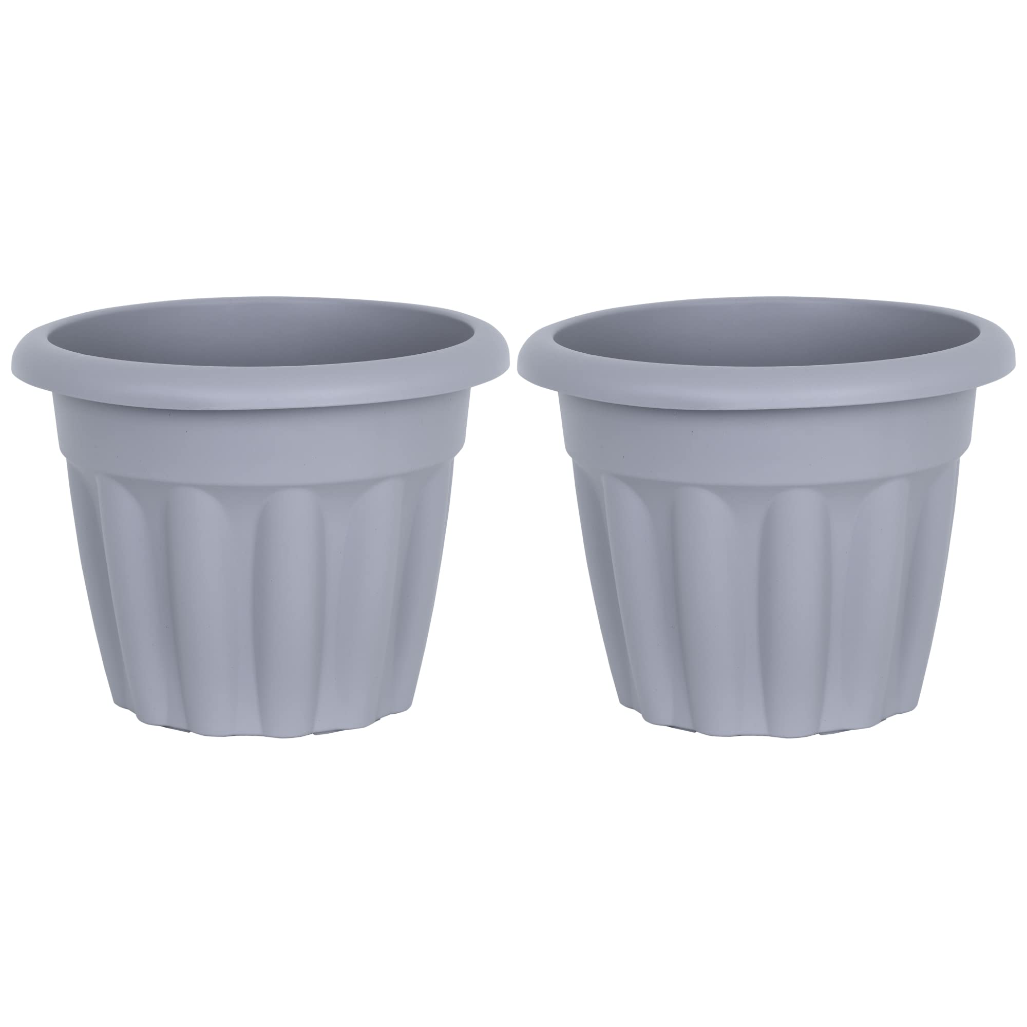 M1ss Grey (Set Of 2-33Cm Planter Round Upcycled Plastic Planter Flower Pot Huge Size Perfect For Garden Decoration, Patios, Indoor, Outdoor Home