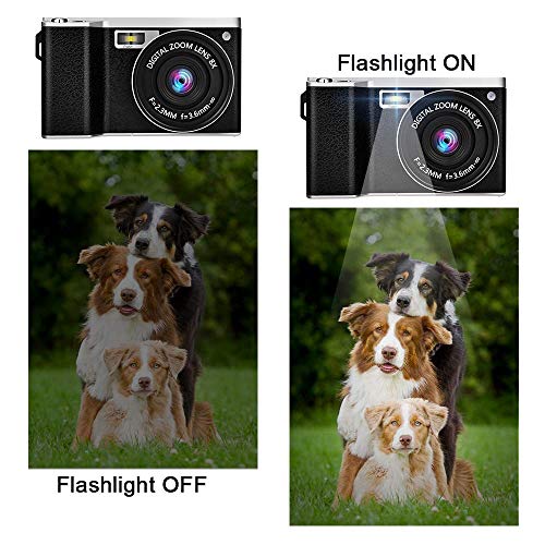 Digital Camera,Vlogging Camera 4.0 Inch Touch Monitor 24MP FHD 1080P Wide Angle Lens YouTube Camera 8X Digital Zoom Camera with Flash Microphone