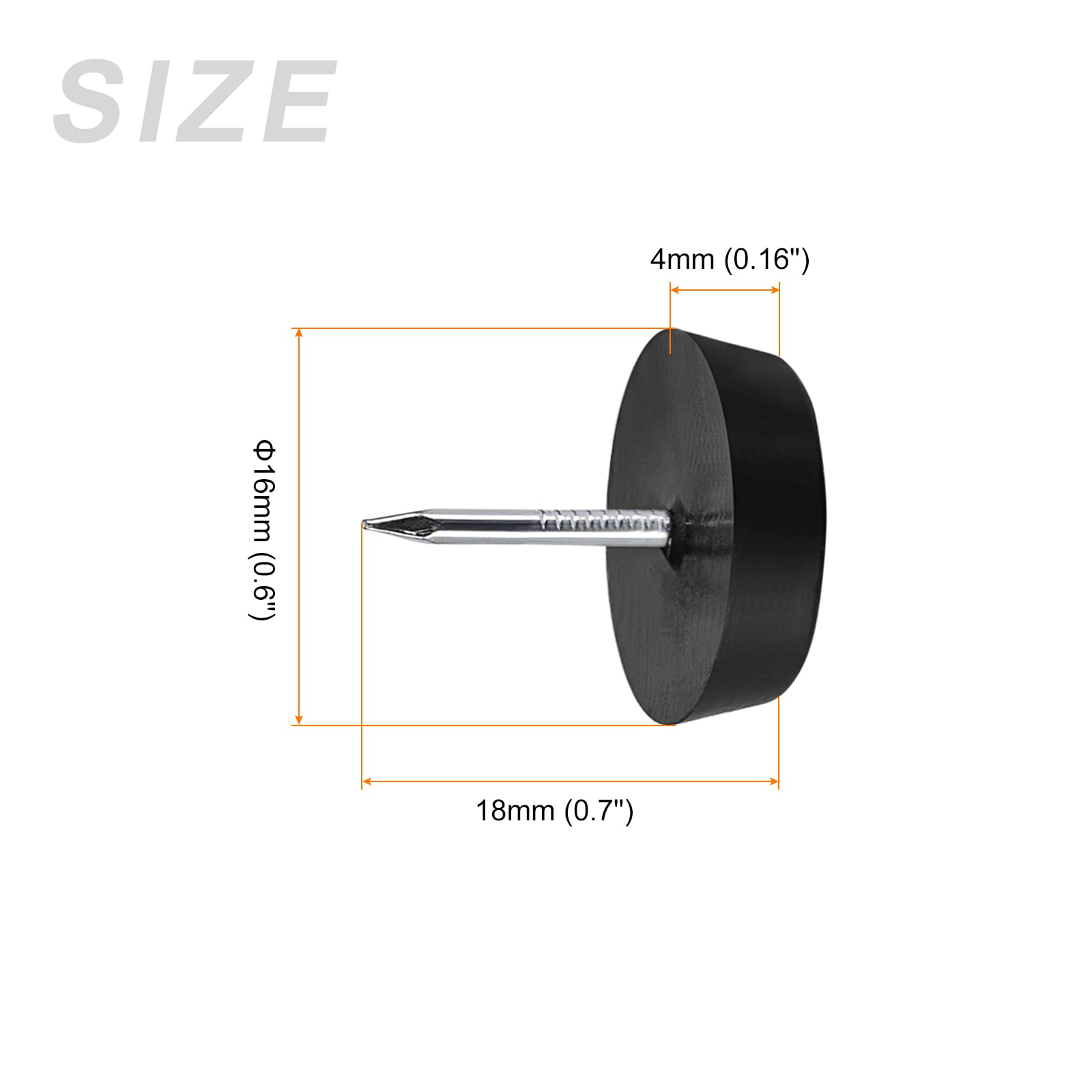 METALLIXITY Furniture Feet Nail (16mm/0.6in) 100Pcs, Plastic Round Chair Glides Sliders - Image 2
