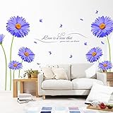 Woooow® DIY Blue flowers Removable Mural PVC Wall Art Decal Sticker