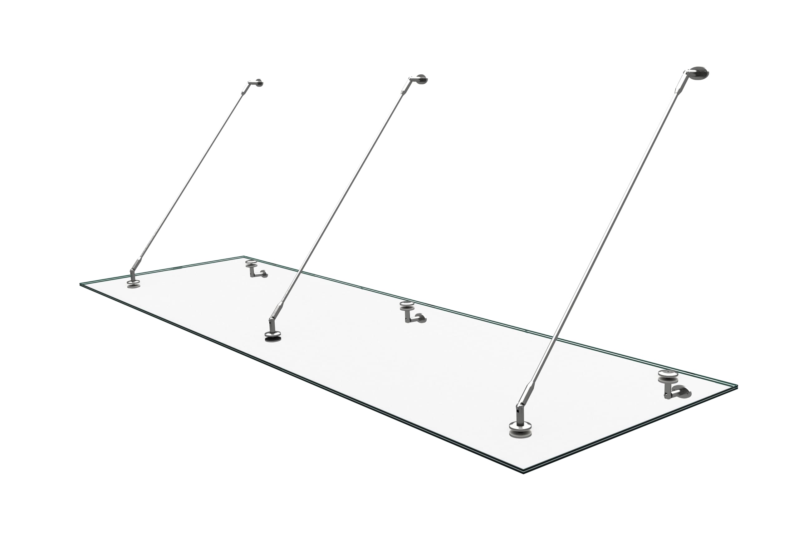 doporro Vordach für Haustür 90x300cm Glasvordach aus VSG mit SGP Folie | 3 Edelstahl Haltestangen Transparentes Glasvordach Regenschutz für Haustür