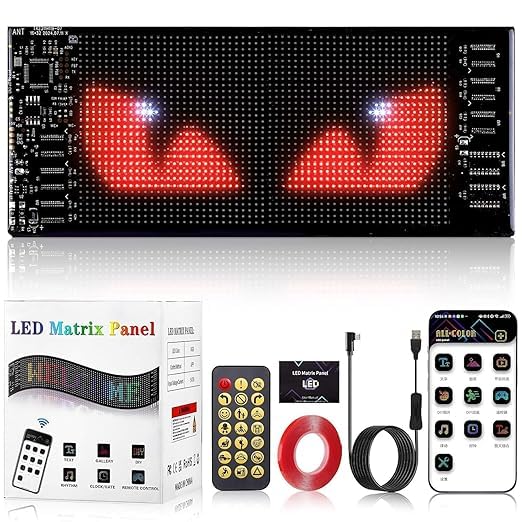 Image of Devil Eyes for Cars, 2.8 * 6.8 inch /70 * 173mm DIY Car Dynamic LED Smart Colorful Eye Lamp, Programmable Flexible Car Window Display Screen Panel, Soft Screen with Smart APP Control
