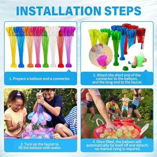999 Selbstdichtende Wasserbomben,Mega Verpackung,Wiederverwendbare Wasserbomben mit 4 Hahnanschlüssen, Bunte Wasserballons am Strand,Poolparty und Vieles Mehr Nur