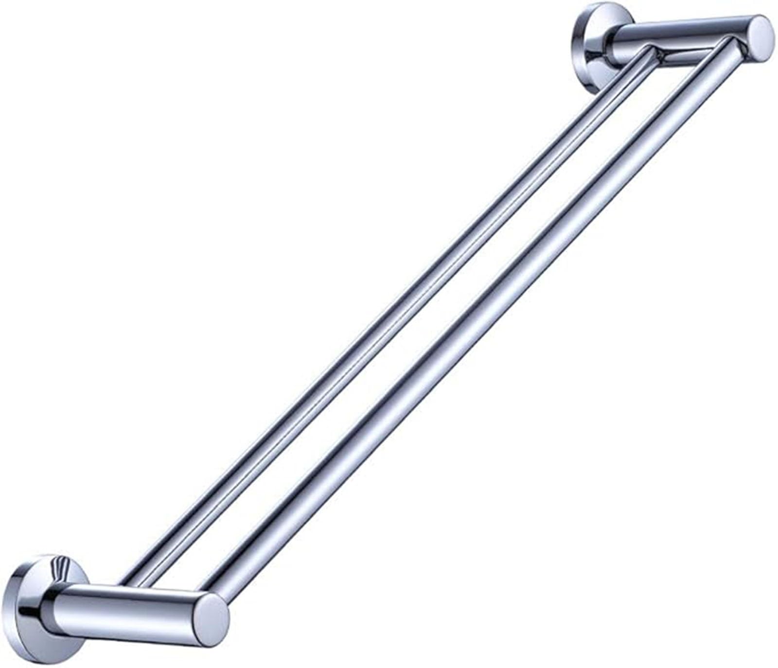 Double Towel Rails Wall Mounted 60CM Stainless Steel Dual Rod Bathroom Towels Holder Chrome Towel Rail Wall Mounted Bar Holder For Hotel,Shower, Bathroom,Toilet & Kitchen(60cm)