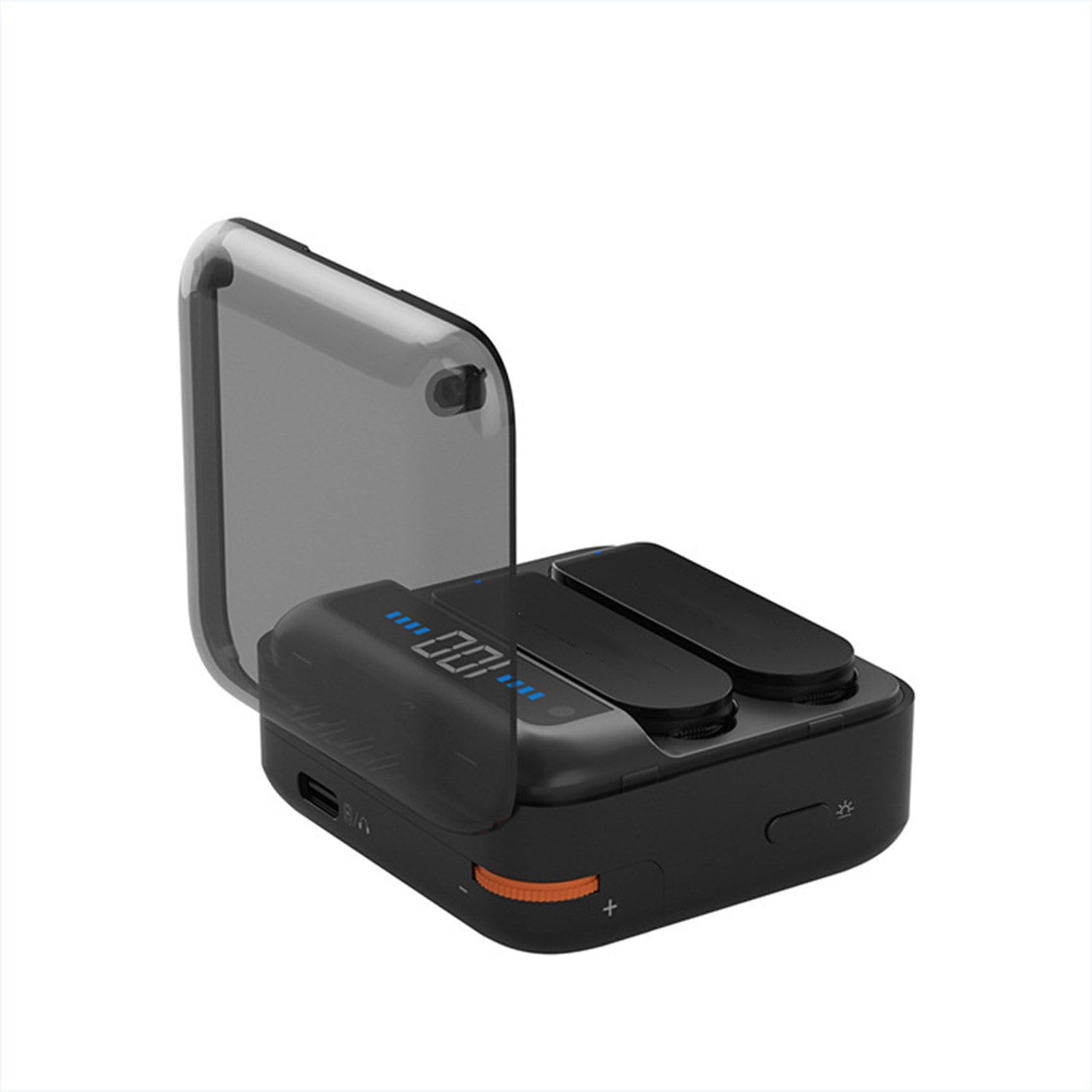2.4G dwukanałowy bezprzewodowy mini mikrofon Dsp redukcja szumów Lavalier nagrywanie radiowe mobilny sprzęt do transmisji na żywo,Black-Ios