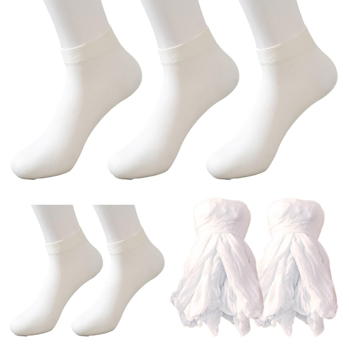 30 Pairs Disposable Foot Socks - One Size Portable Sanitary Try on Socks, Lightweight Ankle Nylon Silky Soft Slip on for Guest Women Men to Try on Shoes