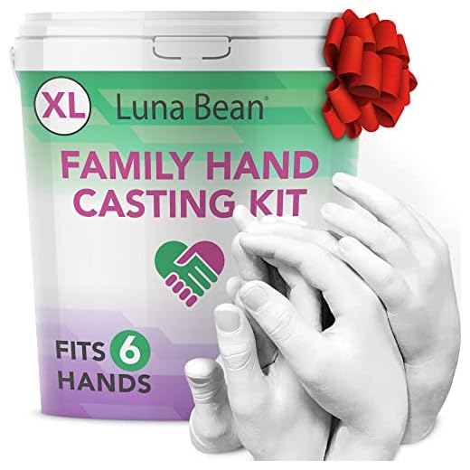 Luna Bean -XL- Family Size Keepsake Hands Casting KIT | Clasped Group Hand Holding & Molding Kit (Cast up to 6 Hands)