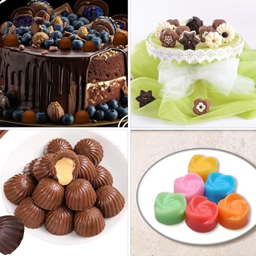 Image of MoldBerry Silicone Chocolate Mould Combo Set of 3 | Flower, Rose & Bon-Bon Shape Candy Molds | Flexible Non-Stick Jelly & Candy Making Tray for Home Bakers & Professionals |