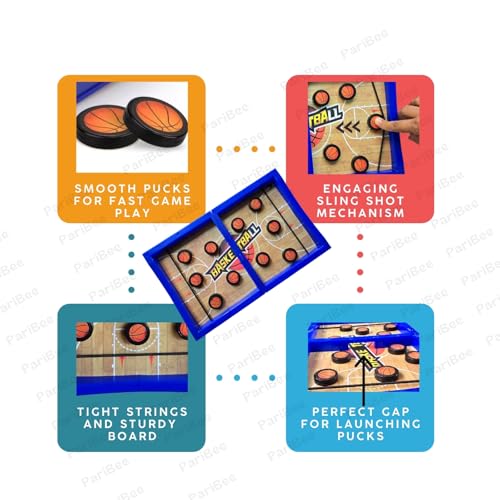 Image of String Game Basketball | Table Board Game | Fastest Fingers First Fast Sling Puck Board Game for Kids & Adults | Tabletop Slingshot Games Toys for Boys & Girls