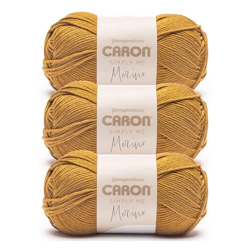 Image of Caron Simply Me Merino Soft Yarn for Crocheting, Caramel, 3-Pack