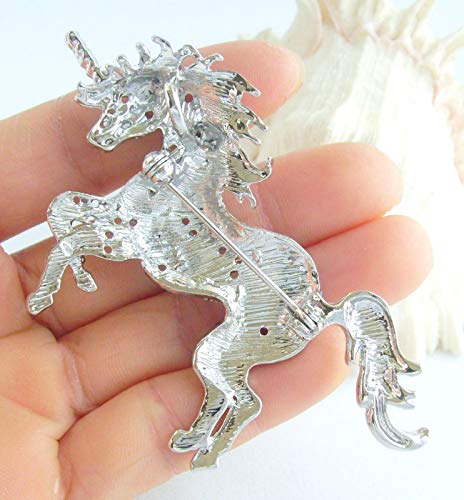 Image of Unique Animal Unicorn Horse Brooch Pin Pendant Austrian Crystal BZ6172