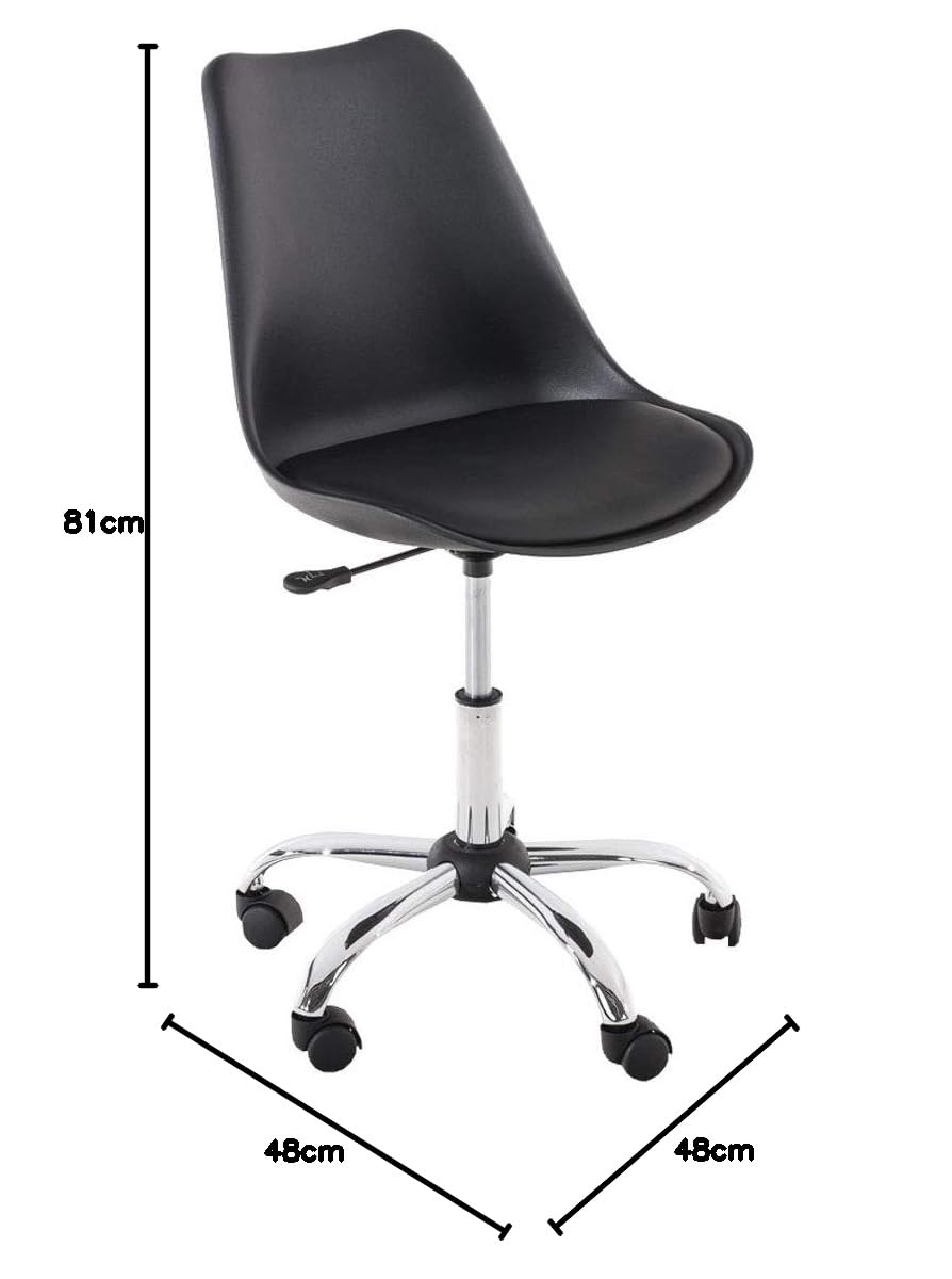 CLP Chaise de Bureau Ergonomique PEGLEG - Fauteuil de Bureau ŕ Roulette avec Dossier en Plastique Solide - Assise Revętu en Similicuir Hauteur R, Couleur:Noir