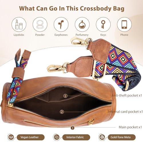 Crossbody Bag for Women Vegan Leather Wallet Purses Satchel Shoulder Bags Small Size (Brown)4