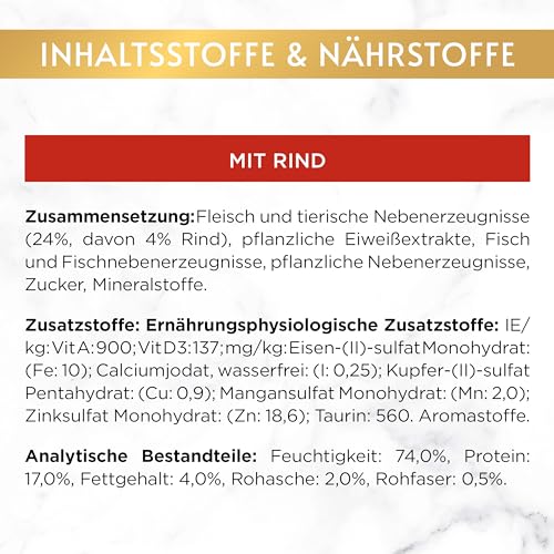 Gourmet Gold Raffiniertes Ragout Katzenfutter nass, mit Rind, 12er Pack (12 x 85g)