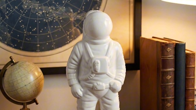 Figurita astronauta moderna de cerámica blanca 12 pulgadas miniatura 7