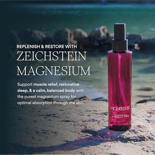 HigherDOSE Transdermal Magnesium Spray - Purified Water & Sea Salt Body Spray for Muscle Recovery, Mood Support & Hormone Balance - Relax and Absorb Electrolytes (5 Fl Oz) (Packaging May Vary)