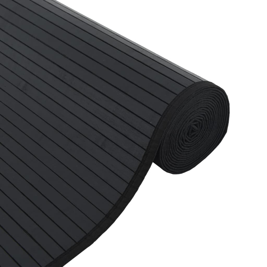 Alfombra rectangular negra 100 x 500 cm de bambú - Alfombra de bambú antideslizante - Alfombra de bambú para cocina y baño