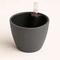 Vaso Autoirrigável com Medidor de Nível de Água 15cm - CINZA