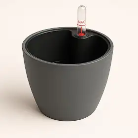 Vaso Autoirrigável com Medidor de Nível de Água 15cm - CINZA