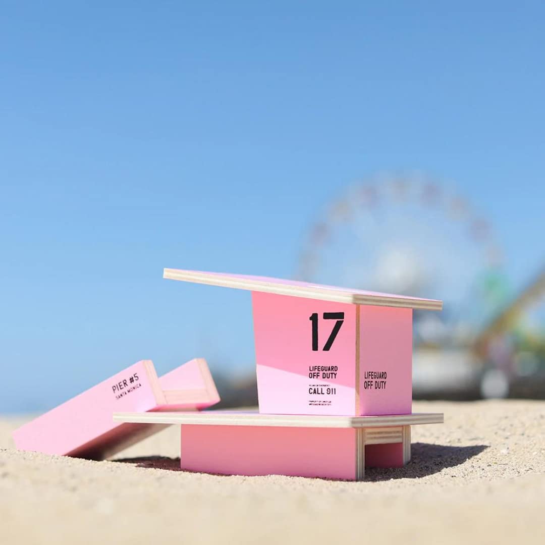 CANDYCAR® Wooden Diecast Collection - Pink Santa Monica, Premium Handcrafted Beech Wood Beach Tower
