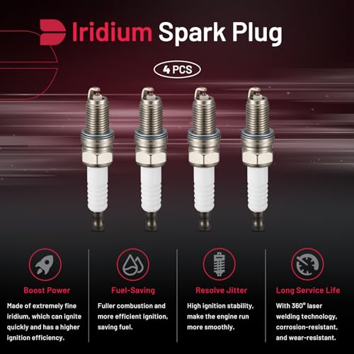 Image of BDFHYK 3481 Iridium Spark Plugs Compatible with Honda Fury Interstate Stateline 1300 VTX1300S Victory Boardwalk Vegas Hammer Cross Country Vision for BMW M5 Engine Replacement for DCPR6E, Set of 4