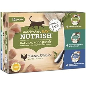 Rachael Ray Nutrish Natural Wet Cat Food, Chicken Lovers Variety Pack, 2.8 Ounce Cup (Pack of 12), Grain Free