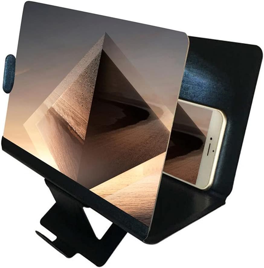 8inch 3D Phone Screen Magnifier Stereoscopic Amplifying Desktop Foldable Leather Bracket Mobile Phone Holder Tablet Holder(D)