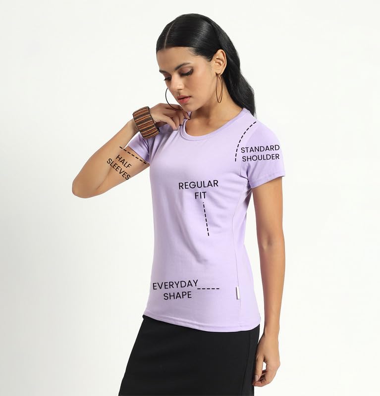 Image of Sleepynuts Women's Plain Round Neck Regular Fit Half Sleeve Cotton T Shirt