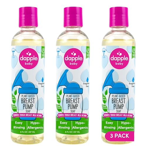 Image of Dapple Breast Pump Soap, Fragrance Free, Plant Powered, Hypoallergenic, Easy Rinse Formula, Removes Milk Residue, 8 fl oz, 3 Count
