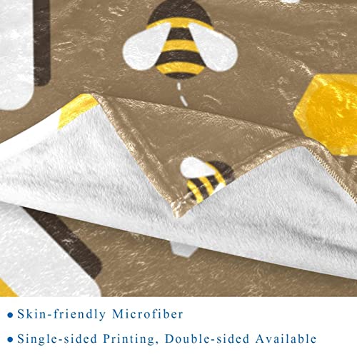 Couverture polaire abeille et miel pour lit et canapé