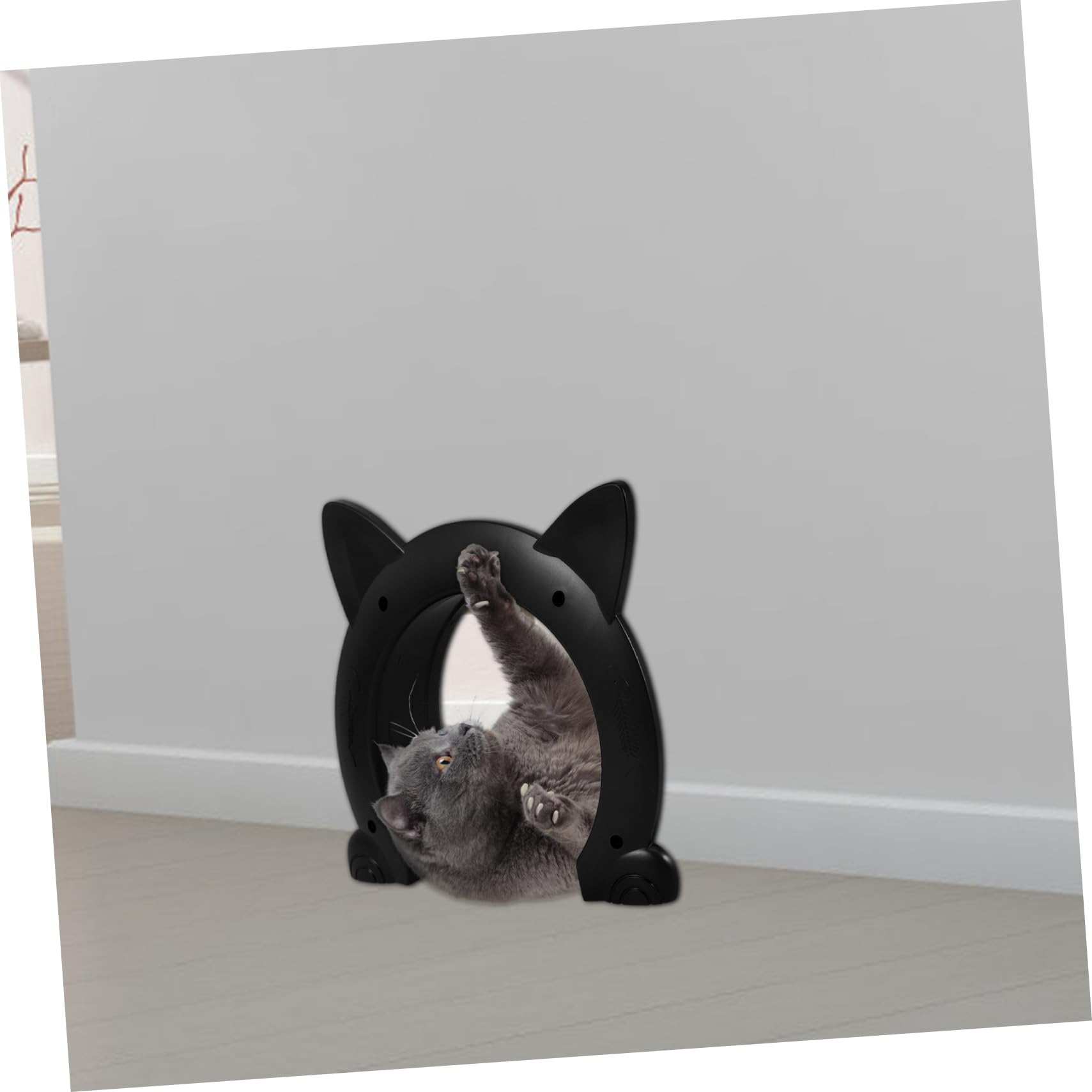Katzenklappe für Innentüren Katzenform aus Kunststoff Schwarz
