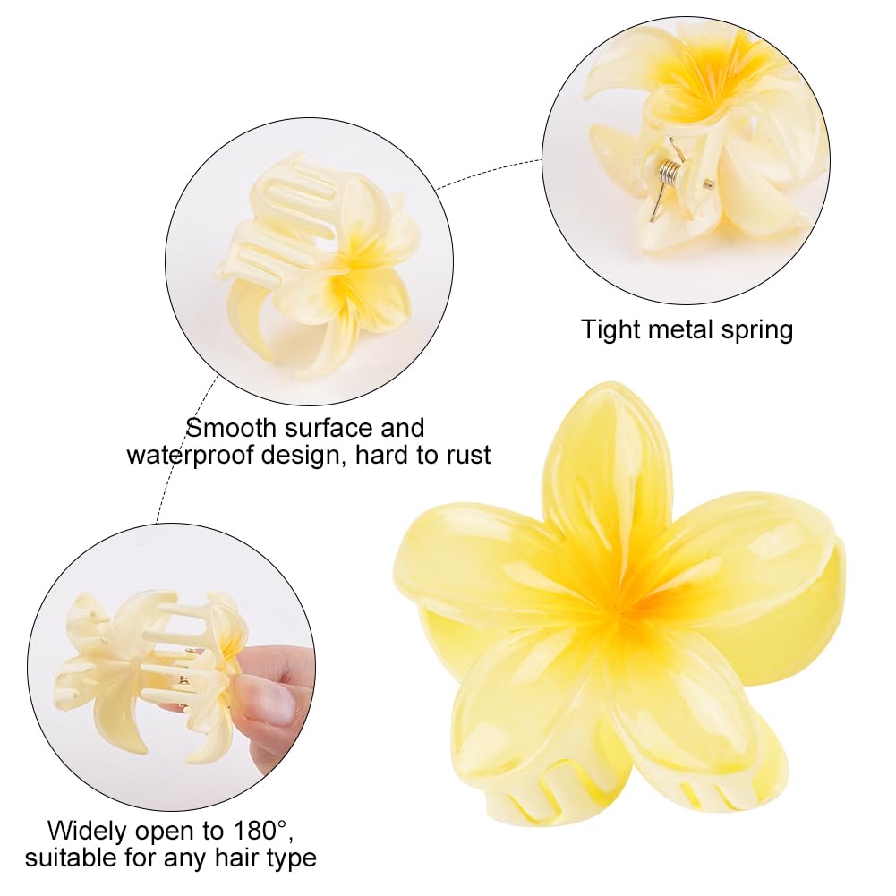 Alaoo 12Pcs Flower Hair Clip, Nonslip Hawaiian Flower Claw Clip Summer Accessories for Medium Thick Hair Women and Girls - Image 3