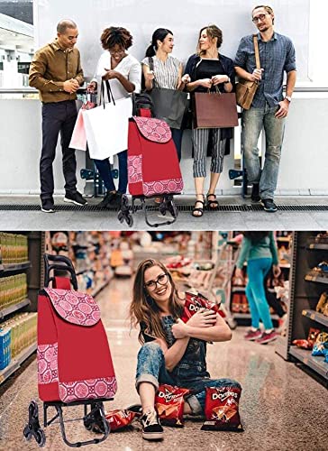 Einkaufstrolley Zusammenklappbarer Einkaufswagen Lebensmitteldienstprogramm Leichter Trolley Treppensteigwagen mit… – Bild 8