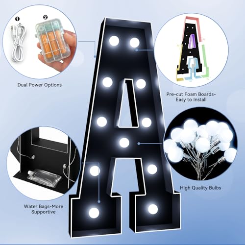 Lettres lumineuses déco géante noire grand format 1,2 m assemblage rapide