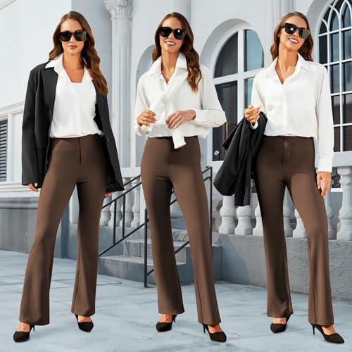 womens bootcut dress pants business casual work pants with pockets high waist stretchy trousers pull on office slacks