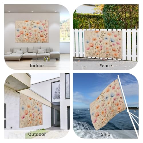 Drapeau vintage floral double face en polyester durable pour maison - 8