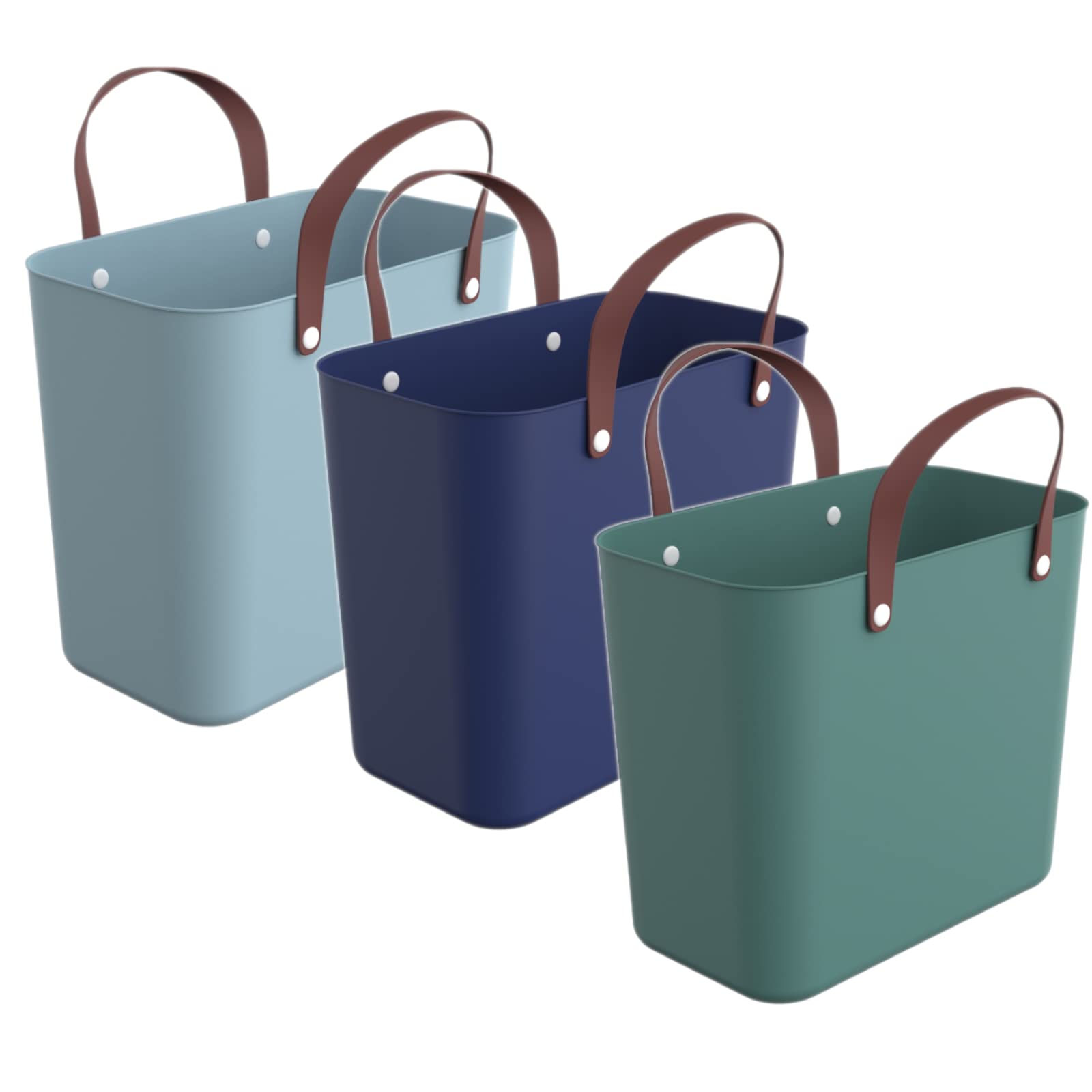 Rotho Albula 3er-Set Einkaufskörbe mit Henkel 25l | Praktischer Korb, ideal als Einkaufstasche und für unterwegs | ergonomische Griffe | Tragkraft bis zu 40 kg | pflegeleicht | mehrfarbig