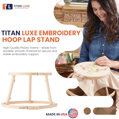 Image of Morgan Combo Hoop Lap Stand | Bundle of 7 & 9 and 7 & 10 Inches No-Slip Embroidery Circle Frame | Portable Design for Sewing Crafters Punch Needle Cross Stitch Needlepoint Arts & Craft | Made in USA