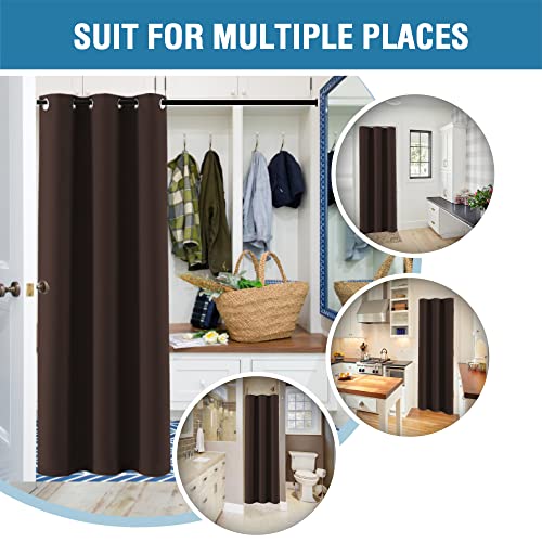 Image of H.VERSAILTEX Doorway Curtain Blackout Closet Door Curtain Room Divider Window Treatment Curtain for Bedroom Thermal Insulated Privacy Drape Soundproof Grommet, 42 x 80 inches, 1 Panel, Chocolate Brown