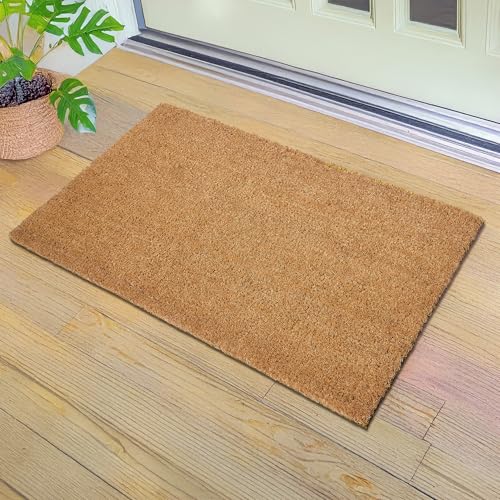 Image of Encasa XO Coir Door Mat for Home Entrance, Anti Slip PVC Back Natural