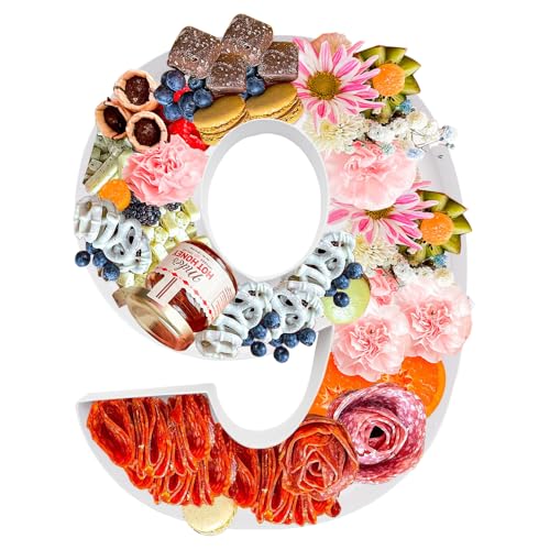 Image of 12 inch Fillable Number Paper Mache Cardboard Cutouts Sweet Charcuterie Board Tray(White, 6&9 Shape)