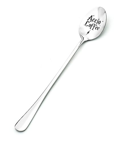 Accio Coffee Spoon - Stainless Steel Engraved Teaspoon - Wizarding Coffee Lover Gift - Harry Potter Inspired Gift - Funny and Unique Present for Birthday, Christmas, Halloween
