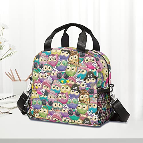 Owl Boys Lunch Bags Insulated Lunch Boxes For Women Fashion Owls Lunch Box Waterproof Lunch Tote Bags Zipper Lunch Bag For Work Picnic With Adjustable Shoulder Strap #TOP6