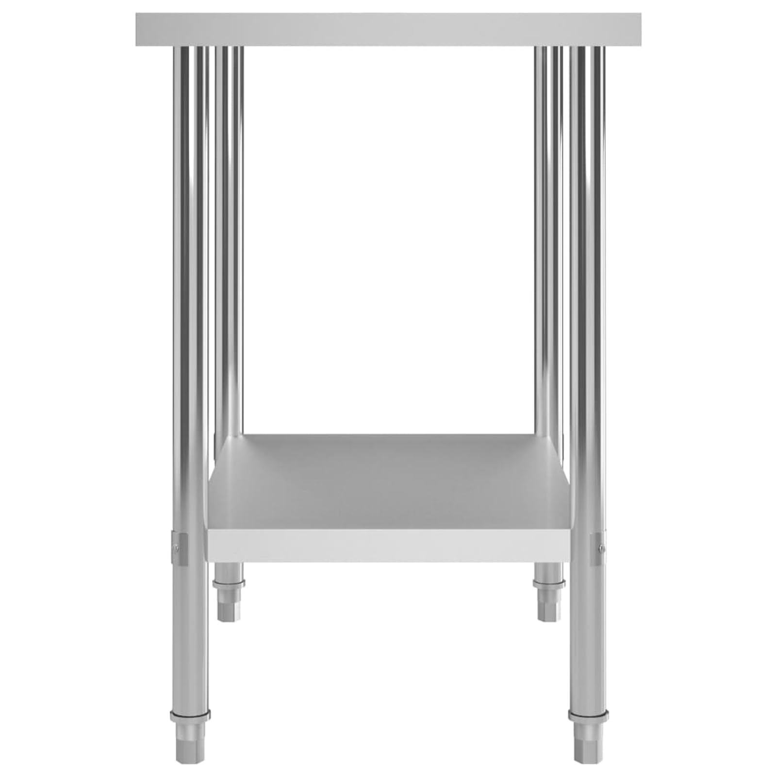 Mesa de Trabajo de Acero Inoxidable con Estante Inferior y Patas Antideslizantes - 80x60x85 cm