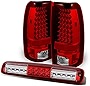 AKKON - For 2003-2006 Silverado 2004-2007 Sierra 1500 2500HD 3500 Red Clear LED Tail Lights + 3Rd Brake Cargo Lamps Combo